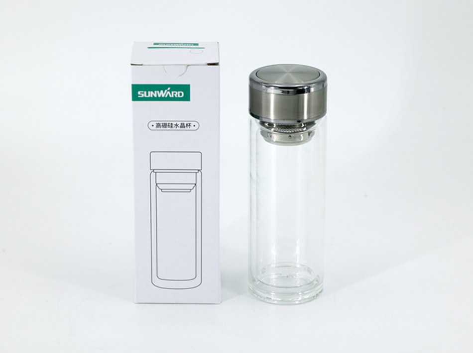380 ml, kubek ze szkła borokrzemianowego, dwuwarstwowy, odporny na oparzenia, do oddzielania wody od herbaty